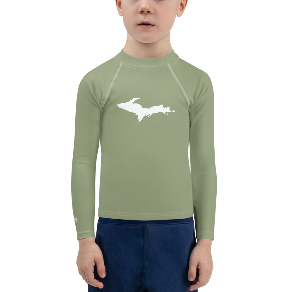 Michigan Upper Peninsula Rash Guard (w/ UP Outline) | Toddler - Beachgrass Green