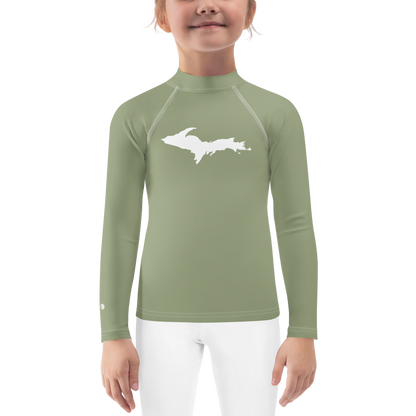 Michigan Upper Peninsula Rash Guard (w/ UP Outline) | Toddler - Beachgrass Green