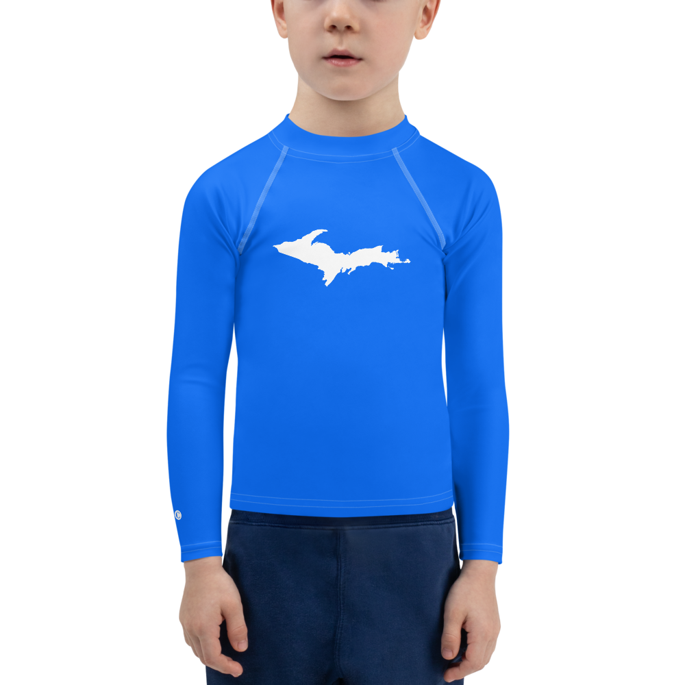 Michigan Upper Peninsula Rash Guard (w/ UP Outline) | Toddler - Motor Town Blue