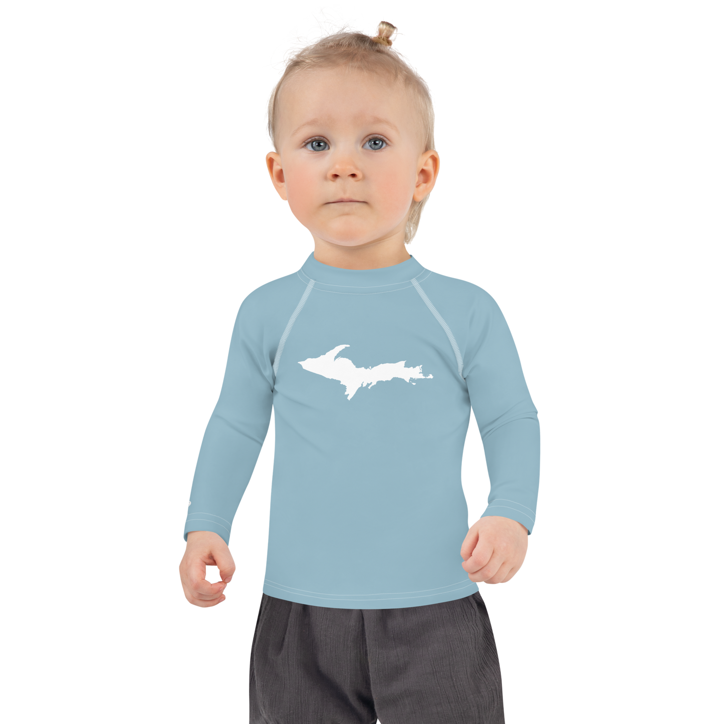 Michigan Upper Peninsula Rash Guard (w/ UP Outline) | Toddler - Opal Blue