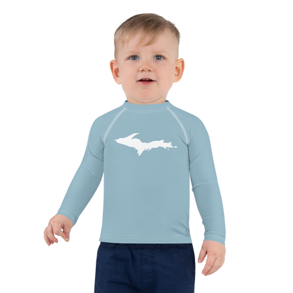 Michigan Upper Peninsula Rash Guard (w/ UP Outline) | Toddler - Opal Blue