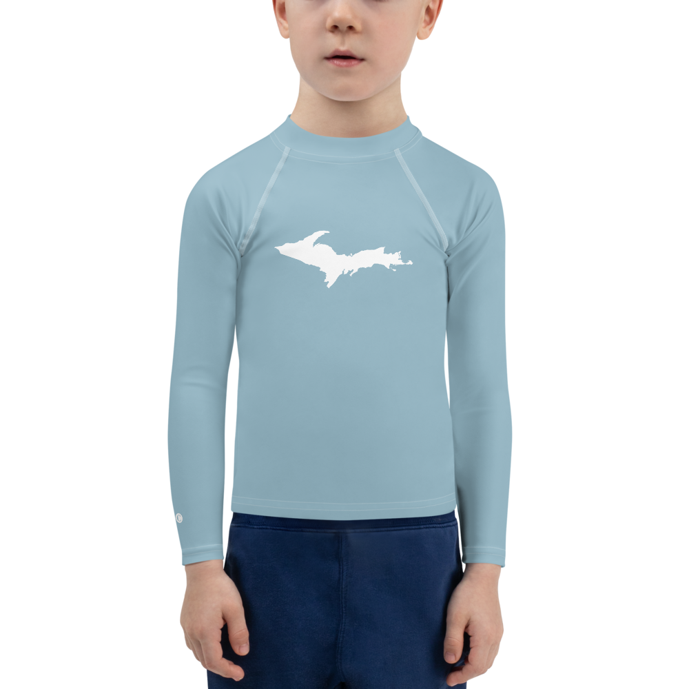 Michigan Upper Peninsula Rash Guard (w/ UP Outline) | Toddler - Opal Blue