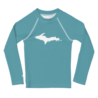 Michigan Upper Peninsula Rash Guard (w/ UP Outline) | Toddler - Lake Huron Blue