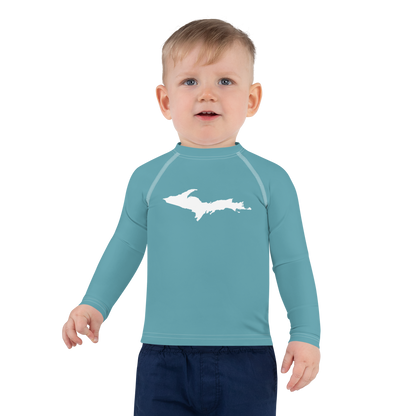 Michigan Upper Peninsula Rash Guard (w/ UP Outline) | Toddler - Lake Huron Blue