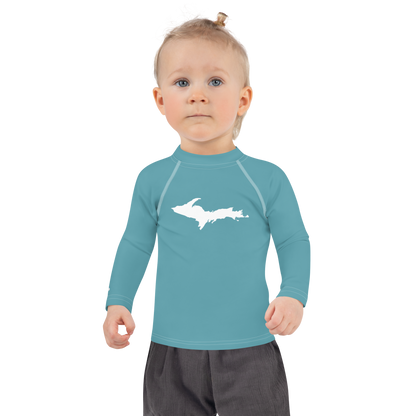 Michigan Upper Peninsula Rash Guard (w/ UP Outline) | Toddler - Lake Huron Blue