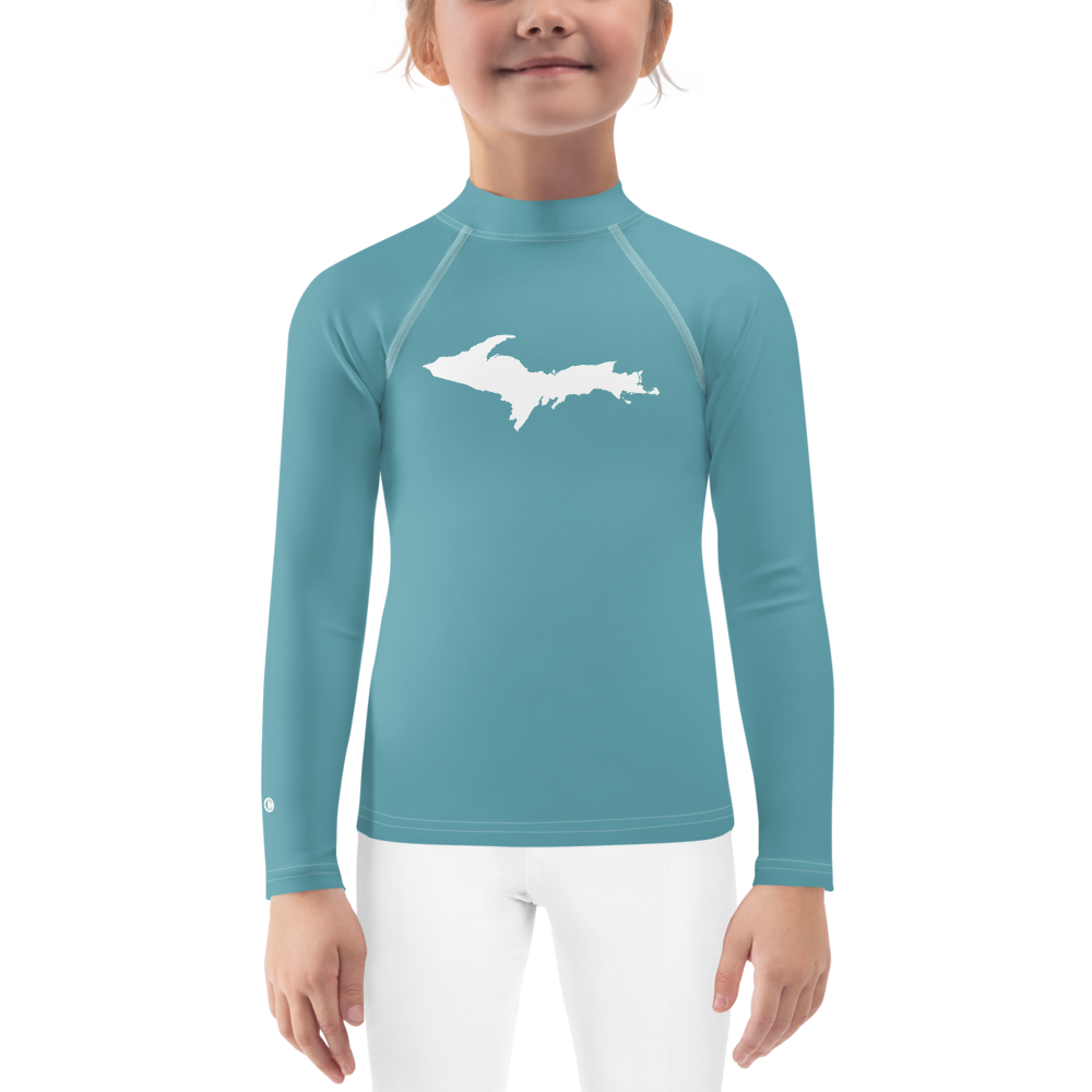 Michigan Upper Peninsula Rash Guard (w/ UP Outline) | Toddler - Lake Huron Blue