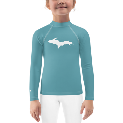 Michigan Upper Peninsula Rash Guard (w/ UP Outline) | Toddler - Lake Huron Blue