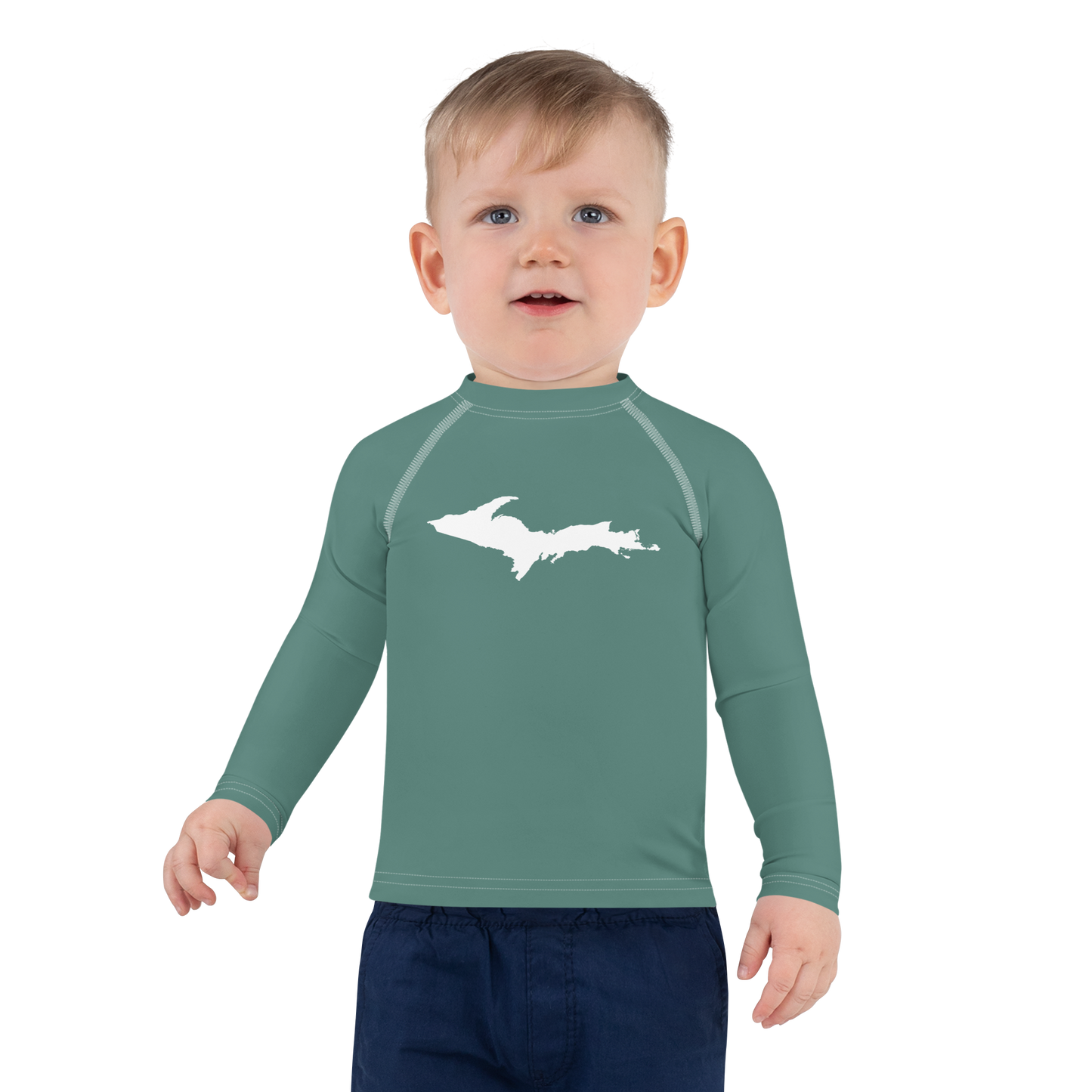 Michigan Upper Peninsula Rash Guard (w/ UP Outline) | Toddler - Copper Green