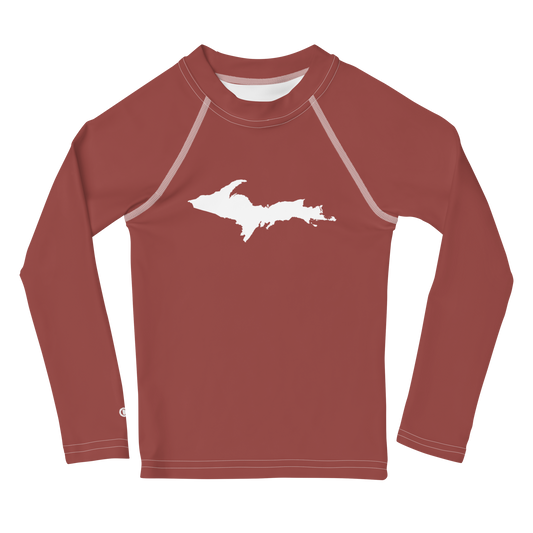 Michigan Upper Peninsula Rash Guard (w/ UP Outline) | Toddler - Ore Dock Red