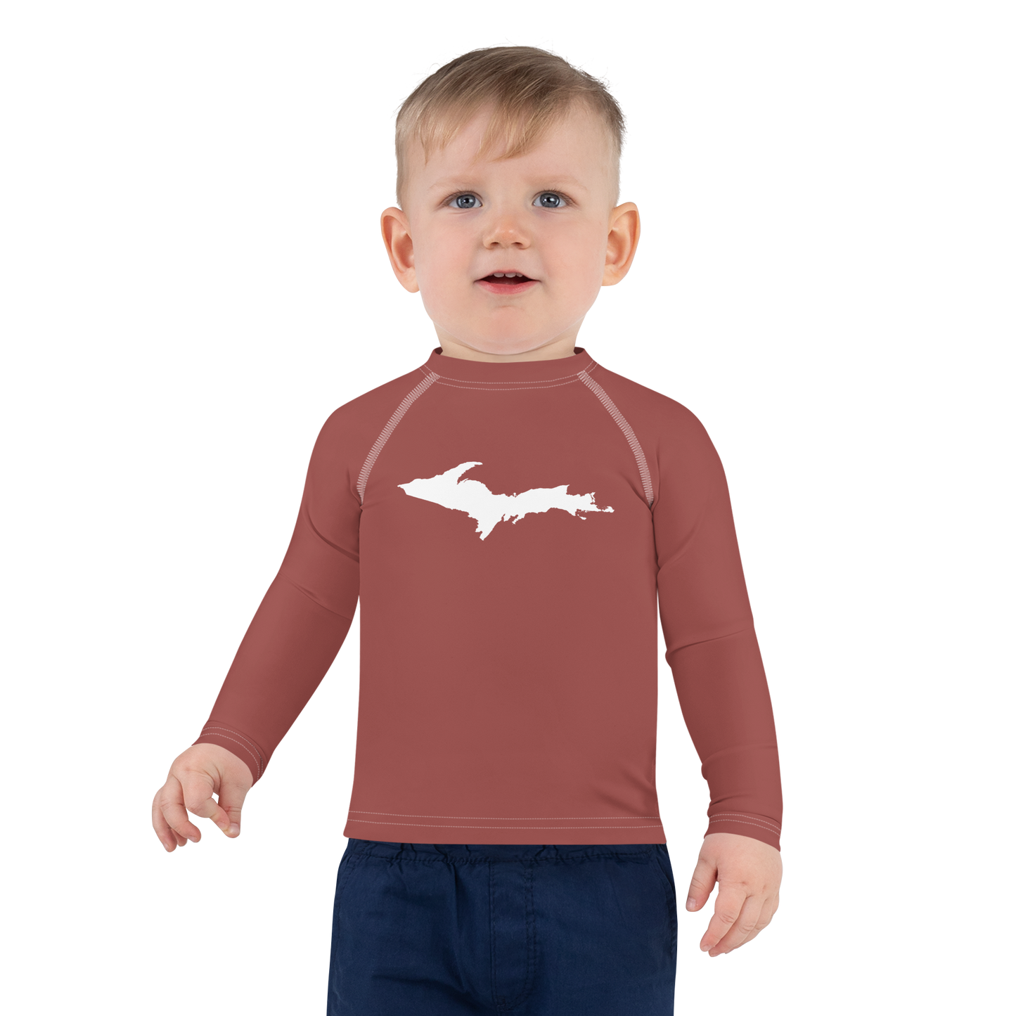 Michigan Upper Peninsula Rash Guard (w/ UP Outline) | Toddler - Ore Dock Red