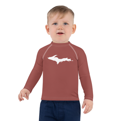 Michigan Upper Peninsula Rash Guard (w/ UP Outline) | Toddler - Ore Dock Red