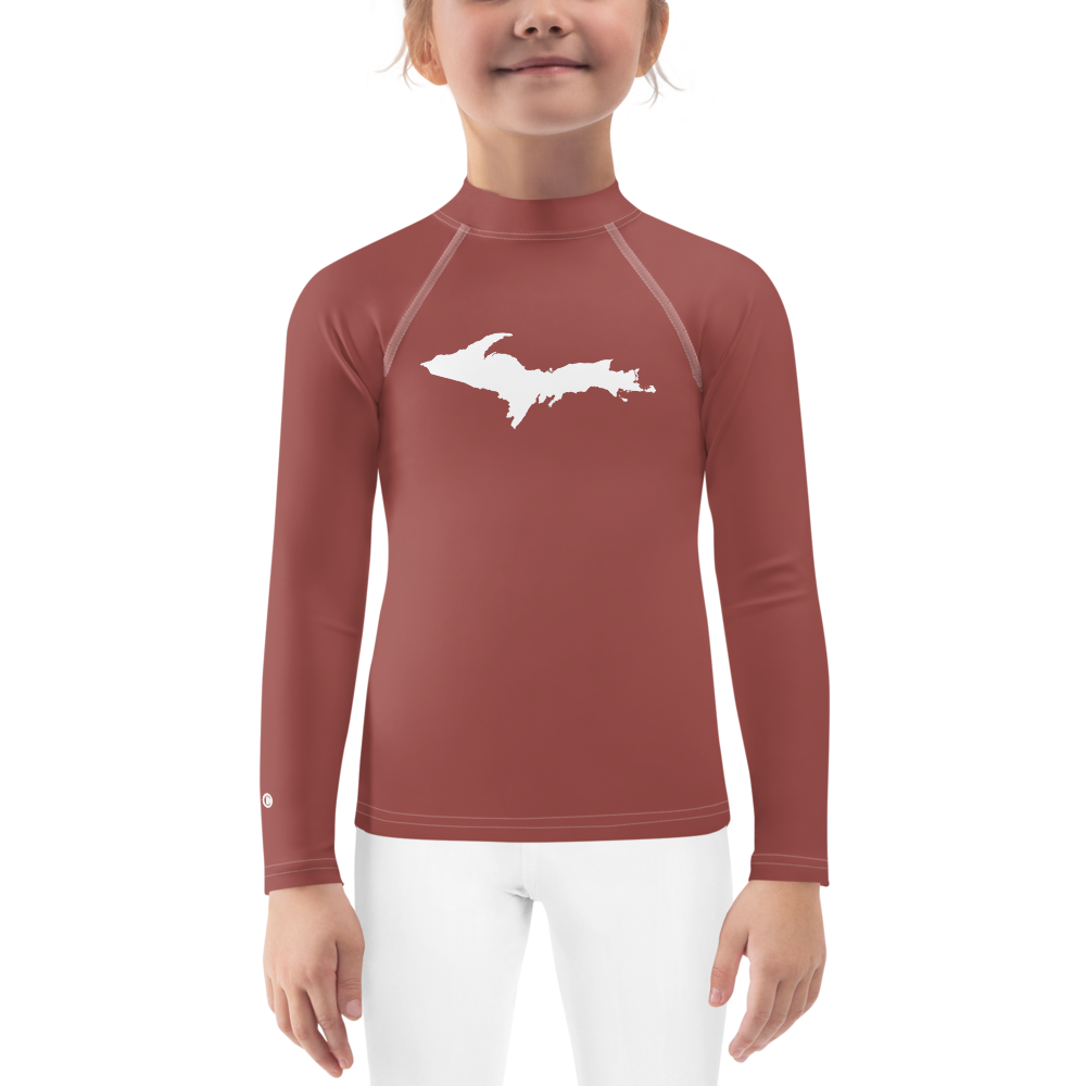 Michigan Upper Peninsula Rash Guard (w/ UP Outline) | Toddler - Ore Dock Red