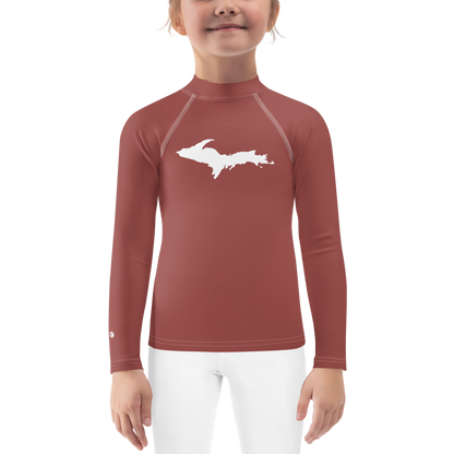 Michigan Upper Peninsula Rash Guard (w/ UP Outline) | Toddler - Ore Dock Red