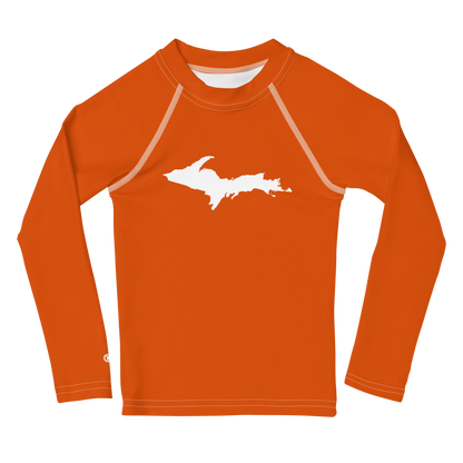 Michigan Upper Peninsula Rash Guard (w/ UP Outline) | Toddler - Maple Leaf Orange