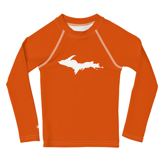 Michigan Upper Peninsula Rash Guard (w/ UP Outline) | Toddler - Maple Leaf Orange