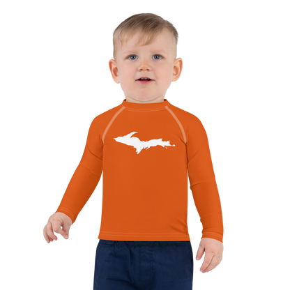 Michigan Upper Peninsula Rash Guard (w/ UP Outline) | Toddler - Maple Leaf Orange