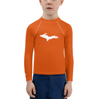 Michigan Upper Peninsula Rash Guard (w/ UP Outline) | Toddler - Maple Leaf Orange