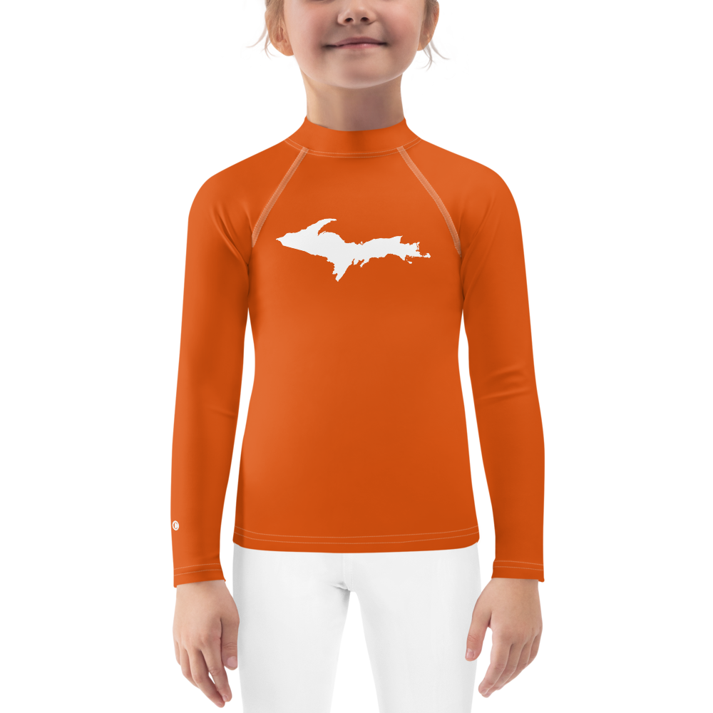 Michigan Upper Peninsula Rash Guard (w/ UP Outline) | Toddler - Maple Leaf Orange