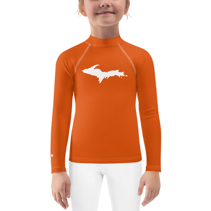 Michigan Upper Peninsula Rash Guard (w/ UP Outline) | Toddler - Maple Leaf Orange