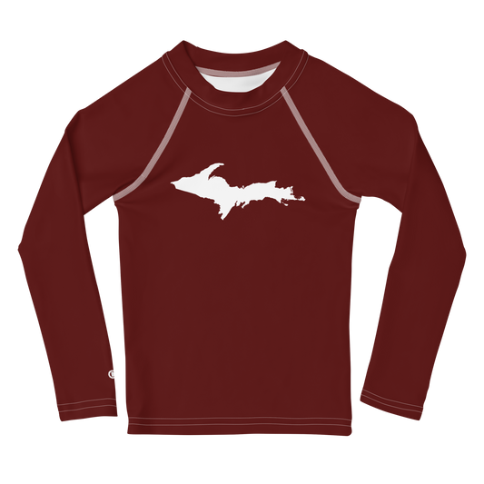 Michigan Upper Peninsula Rash Guard (w/ UP Outline) | Toddler - Cherrywood Color