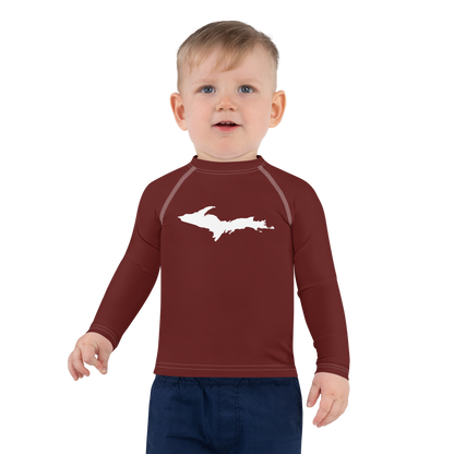 Michigan Upper Peninsula Rash Guard (w/ UP Outline) | Toddler - Cherrywood Color