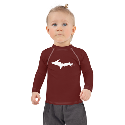 Michigan Upper Peninsula Rash Guard (w/ UP Outline) | Toddler - Cherrywood Color