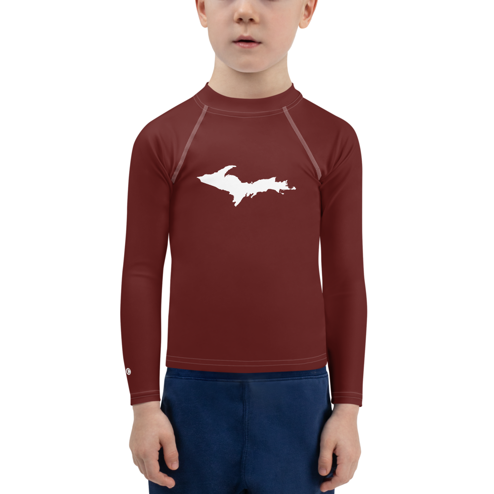 Michigan Upper Peninsula Rash Guard (w/ UP Outline) | Toddler - Cherrywood Color