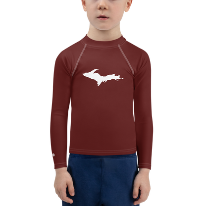 Michigan Upper Peninsula Rash Guard (w/ UP Outline) | Toddler - Cherrywood Color