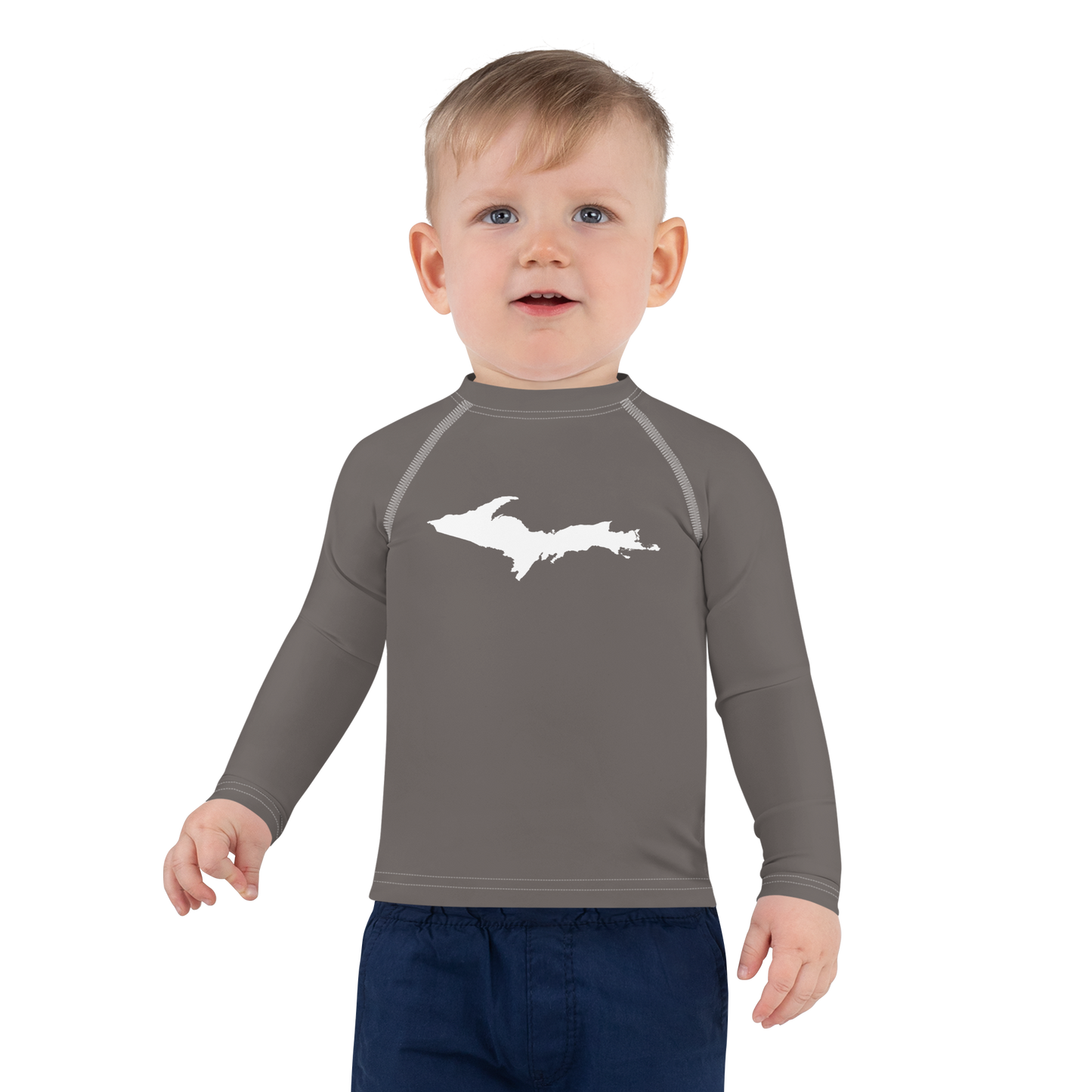 Michigan Upper Peninsula Rash Guard (w/ UP Outline) | Toddler - Warren Tank Grey