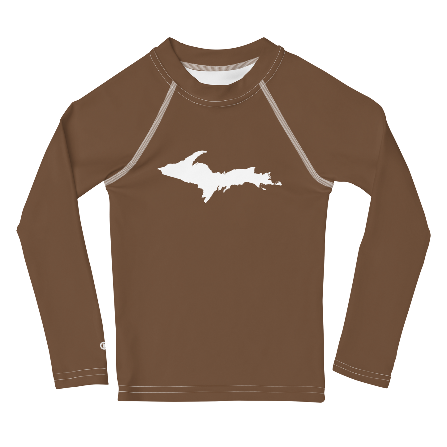 Michigan Upper Peninsula Rash Guard (w/ UP Outline) | Toddler - Coffee Color