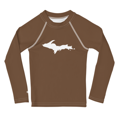 Michigan Upper Peninsula Rash Guard (w/ UP Outline) | Toddler - Coffee Color