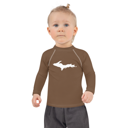 Michigan Upper Peninsula Rash Guard (w/ UP Outline) | Toddler - Coffee Color