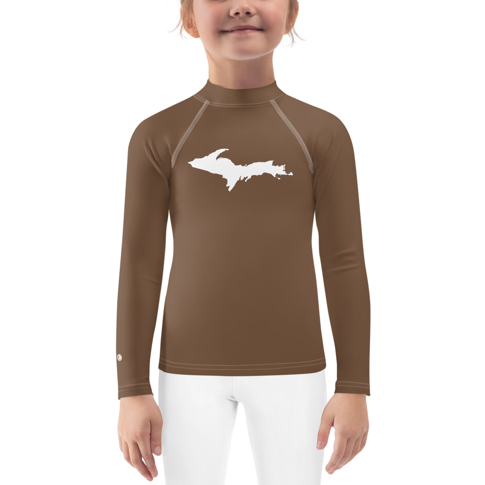 Michigan Upper Peninsula Rash Guard (w/ UP Outline) | Toddler - Coffee Color