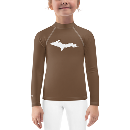 Michigan Upper Peninsula Rash Guard (w/ UP Outline) | Toddler - Coffee Color