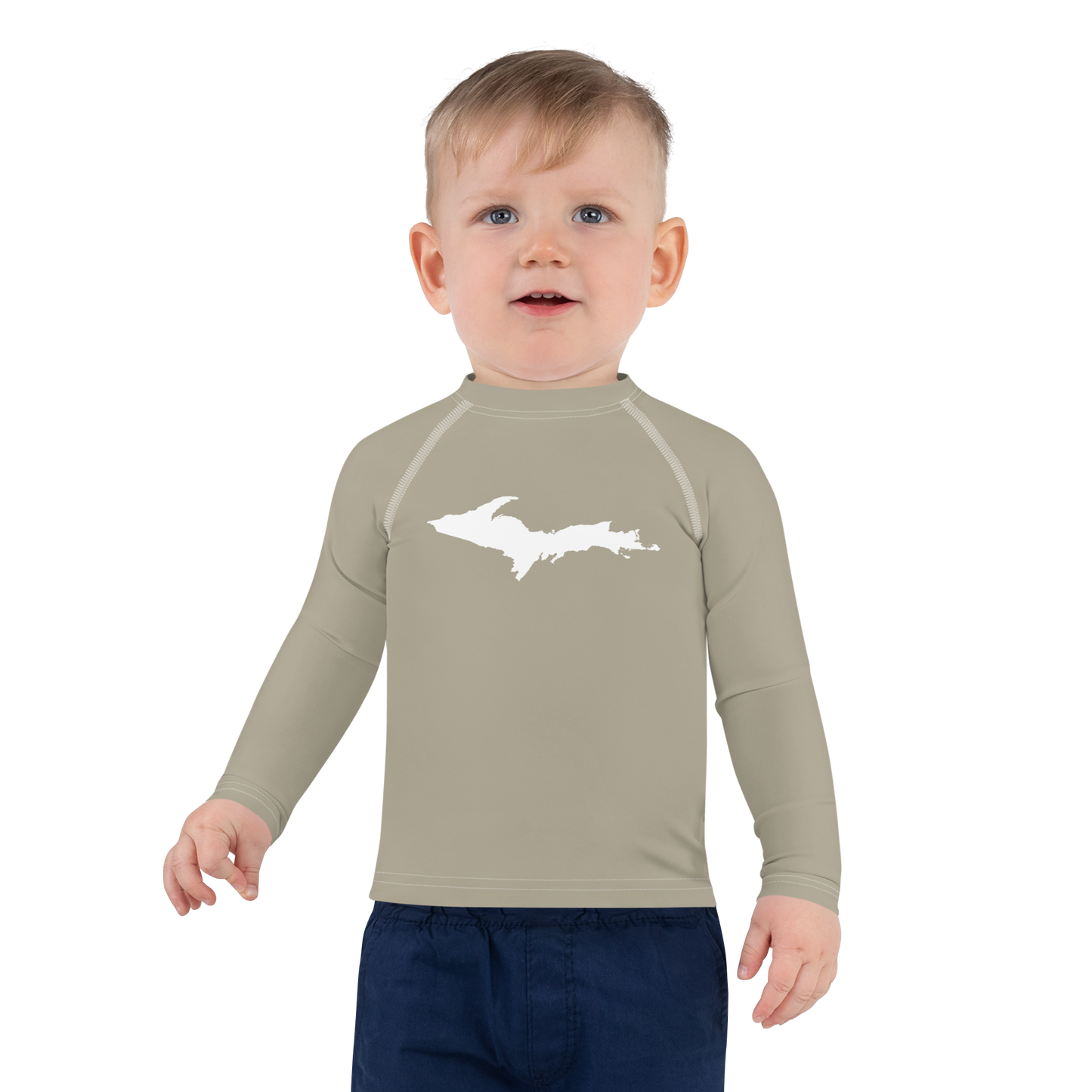 Michigan Upper Peninsula Rash Guard (w/ UP Outline) | Toddler - Petoskey Store Beige