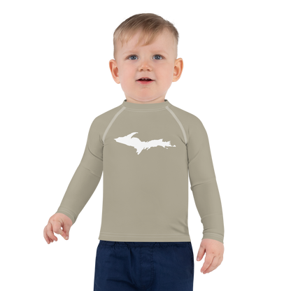 Michigan Upper Peninsula Rash Guard (w/ UP Outline) | Toddler - Petoskey Store Beige