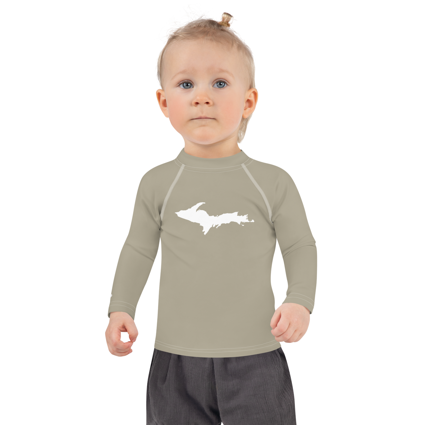 Michigan Upper Peninsula Rash Guard (w/ UP Outline) | Toddler - Petoskey Store Beige