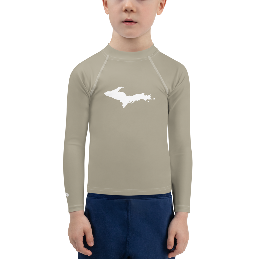 Michigan Upper Peninsula Rash Guard (w/ UP Outline) | Toddler - Petoskey Store Beige