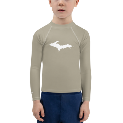 Michigan Upper Peninsula Rash Guard (w/ UP Outline) | Toddler - Petoskey Store Beige