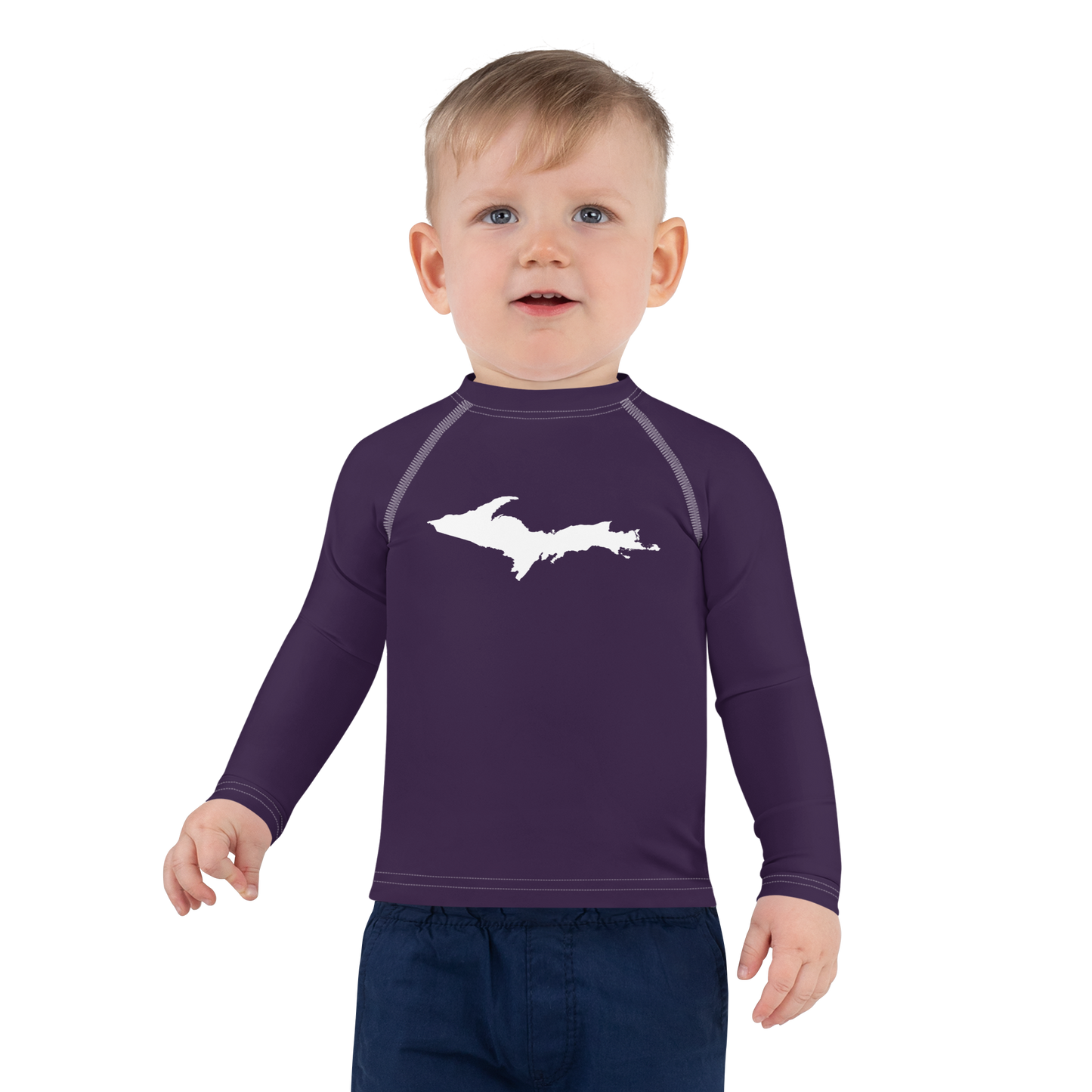 Michigan Upper Peninsula Rash Guard (w/ UP Outline) | Toddler - Blackcurrant