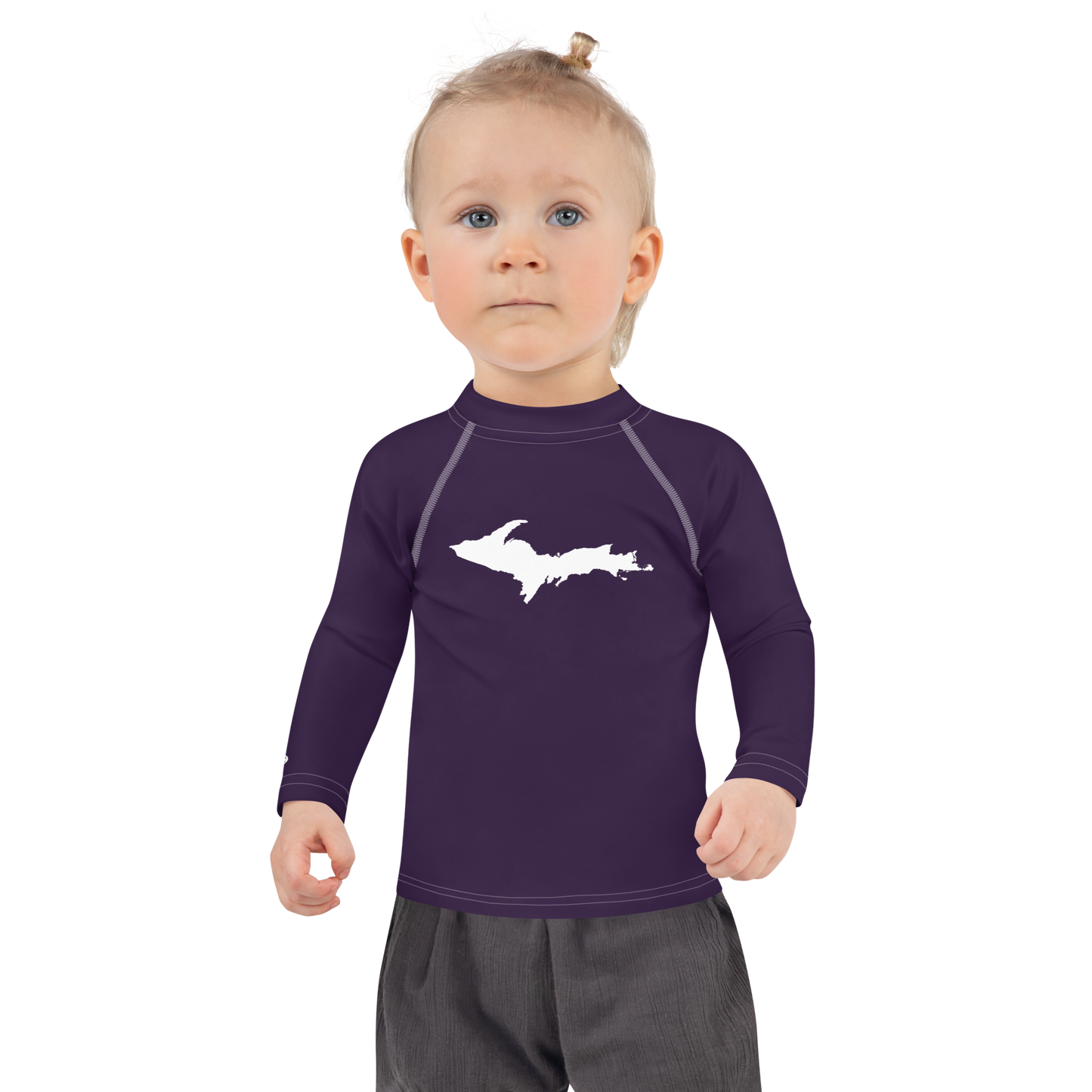 Michigan Upper Peninsula Rash Guard (w/ UP Outline) | Toddler - Blackcurrant