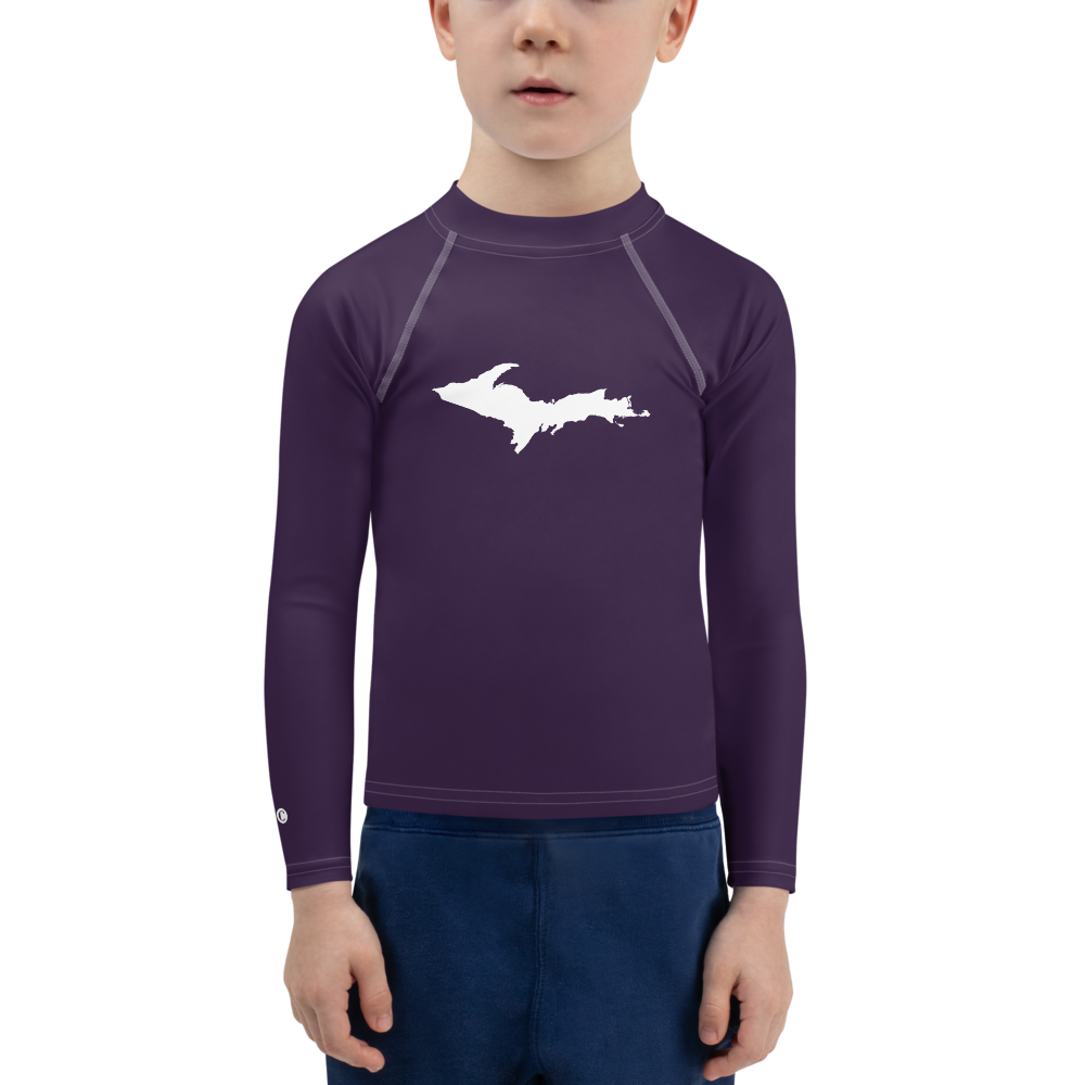 Michigan Upper Peninsula Rash Guard (w/ UP Outline) | Toddler - Blackcurrant