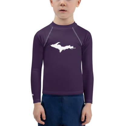 Michigan Upper Peninsula Rash Guard (w/ UP Outline) | Toddler - Blackcurrant