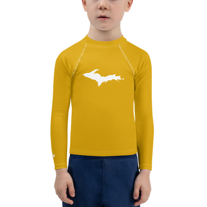 Michigan Upper Peninsula Rash Guard (w/ UP Outline) | Toddler - Gold