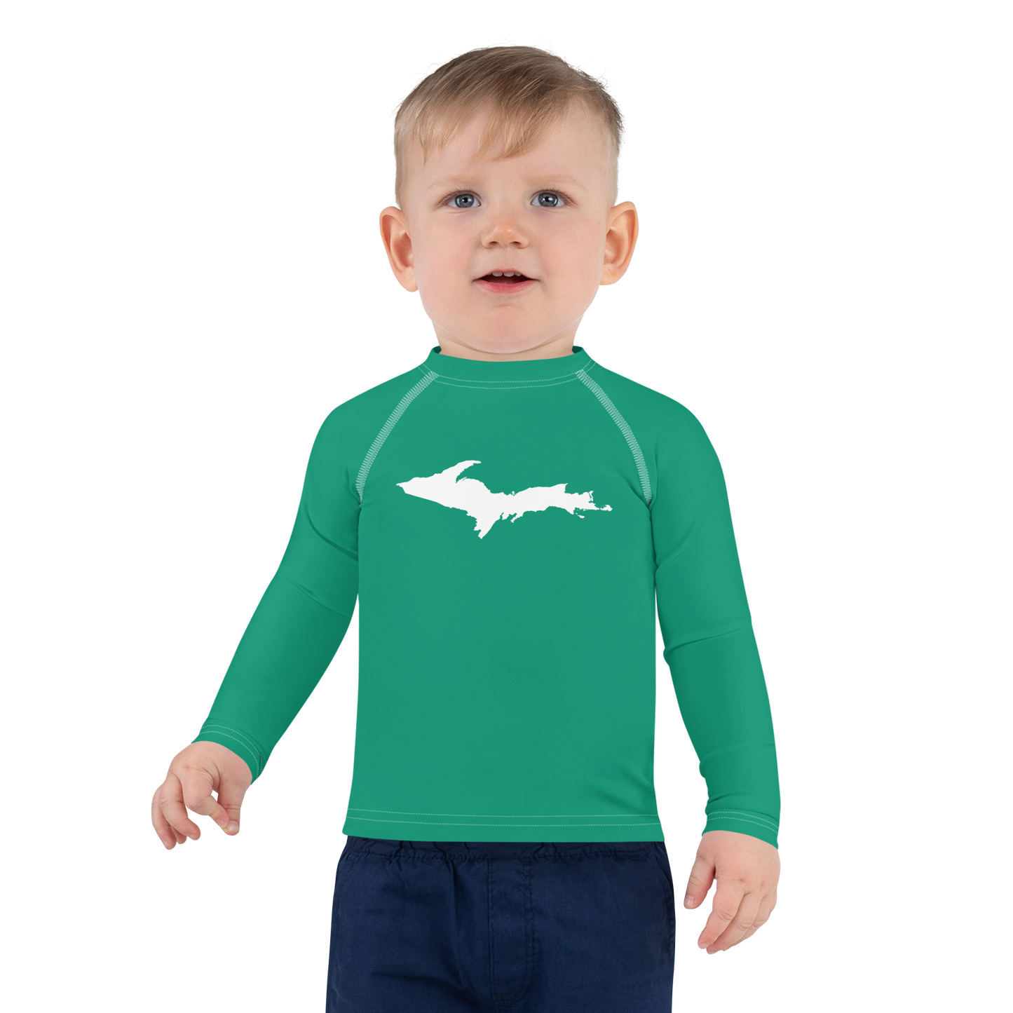 Michigan Upper Peninsula Rash Guard (w/ UP Outline) | Toddler - Emerald Green