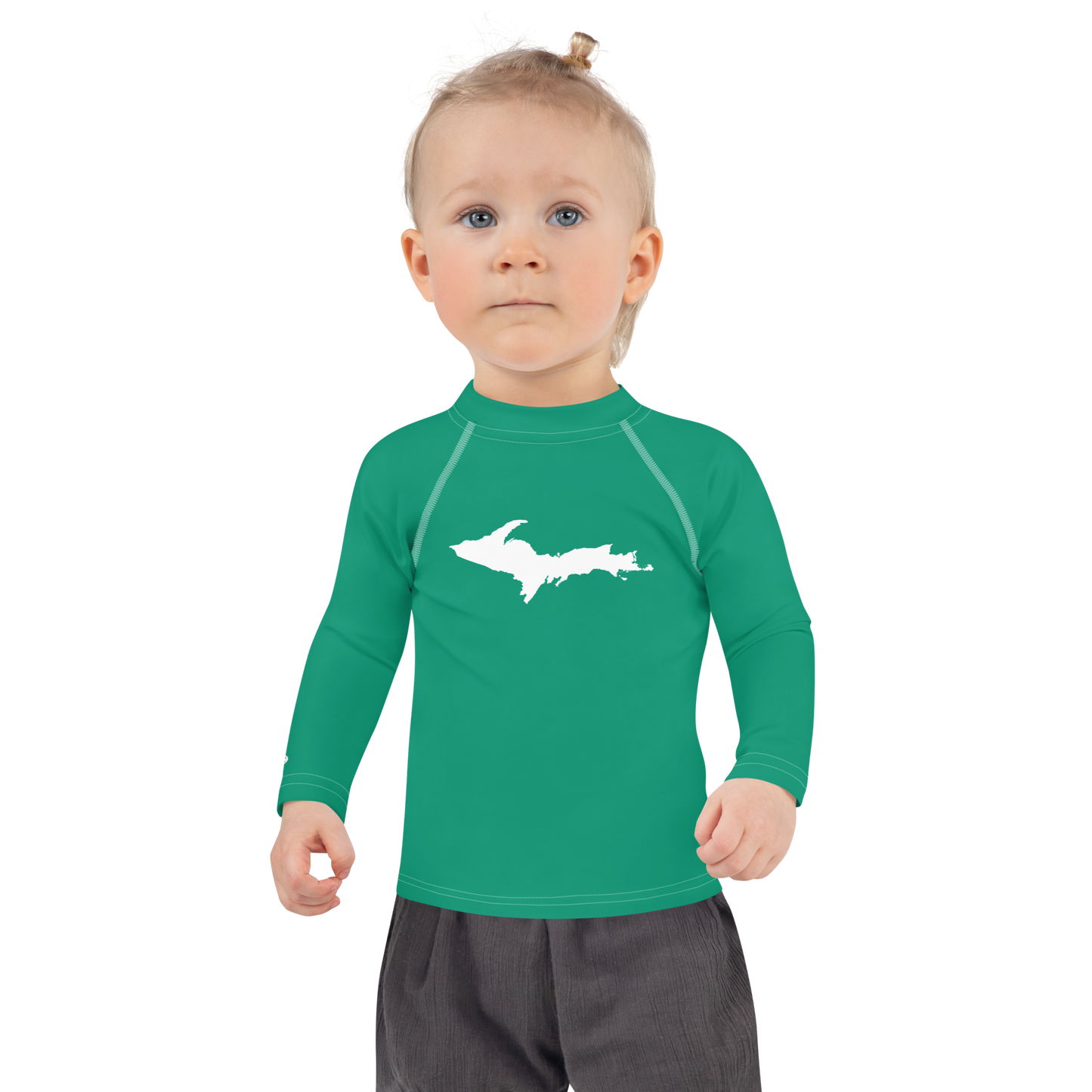 Michigan Upper Peninsula Rash Guard (w/ UP Outline) | Toddler - Emerald Green