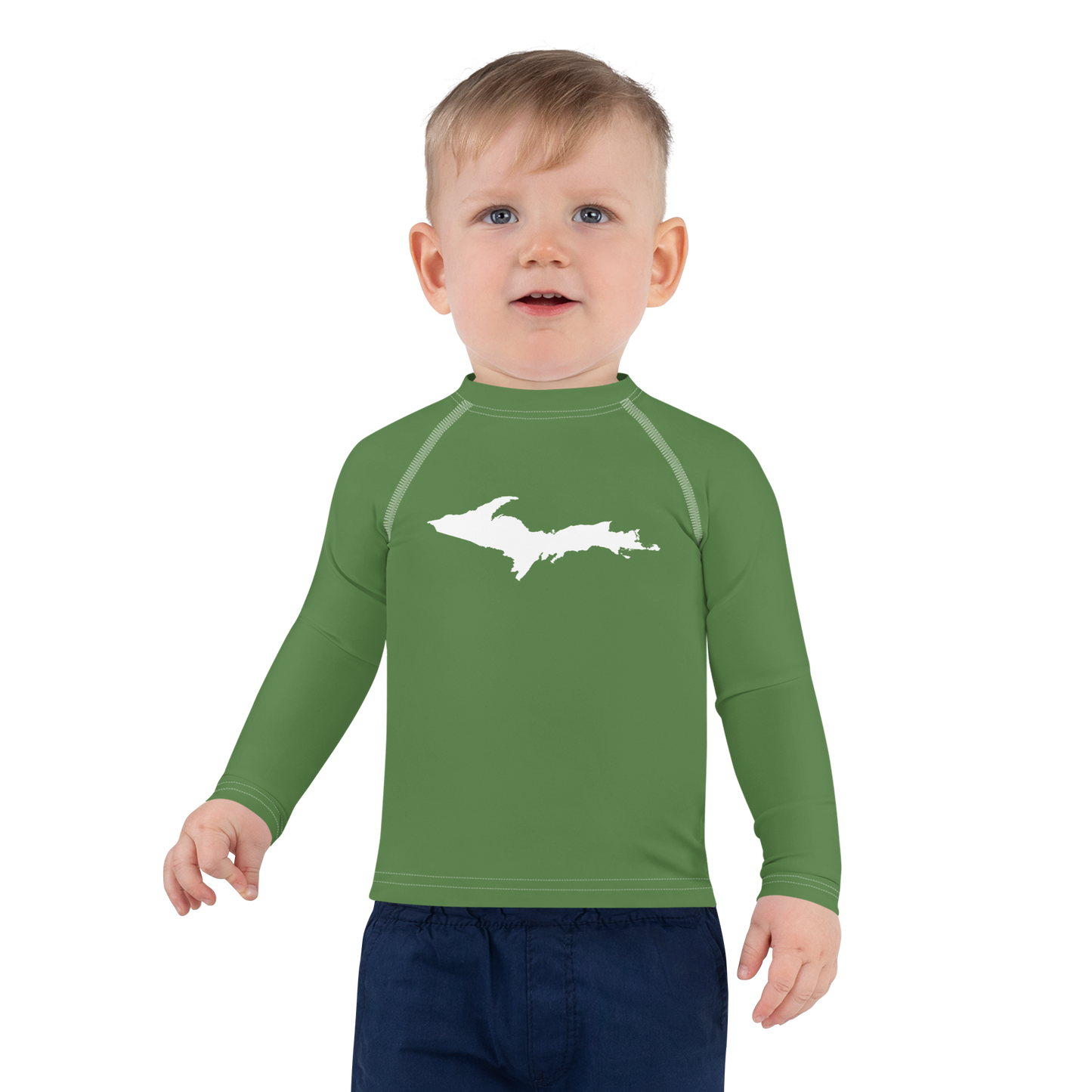 Michigan Upper Peninsula Rash Guard (w/ UP Outline) | Toddler - Pine Green