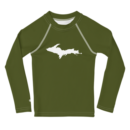 Michigan Upper Peninsula Rash Guard (w/ UP Outline) | Toddler - Army Green