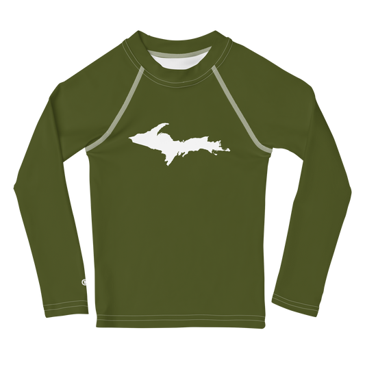 Michigan Upper Peninsula Rash Guard (w/ UP Outline) | Toddler - Army Green