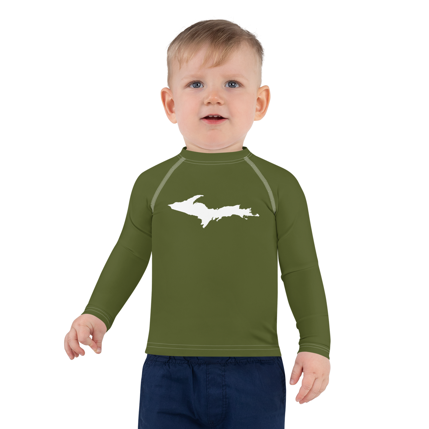 Michigan Upper Peninsula Rash Guard (w/ UP Outline) | Toddler - Army Green